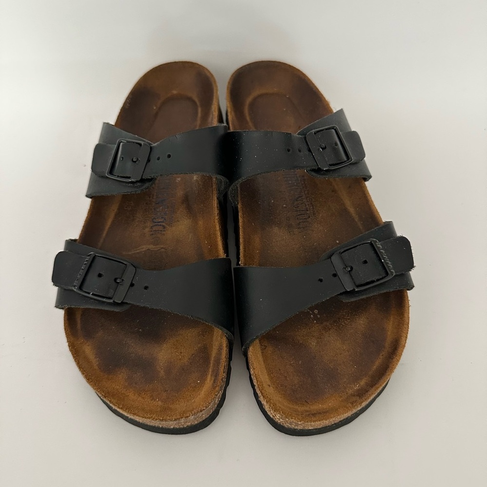 Birkenstock Black Leather Arizona Soft Footbed 38